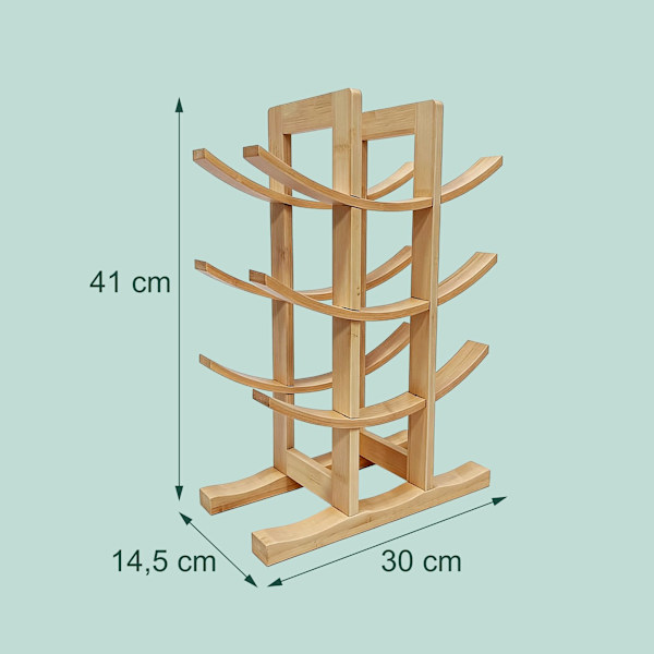 Vinställ i bambu för 12 flaskor, böjd design