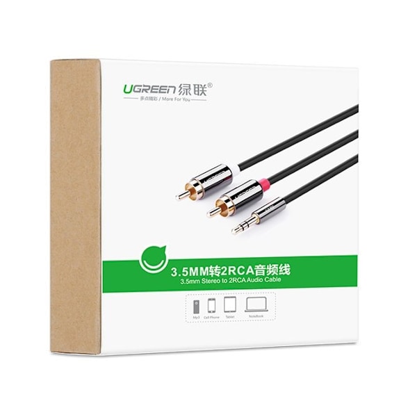 Kabel lydkabel 3,5 mm mini jack - 2RCA 2m sort