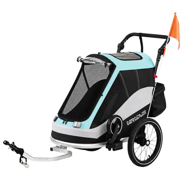 2-i-1 cykelanhænger, klapvogn, foldbar, 16" luftdæk