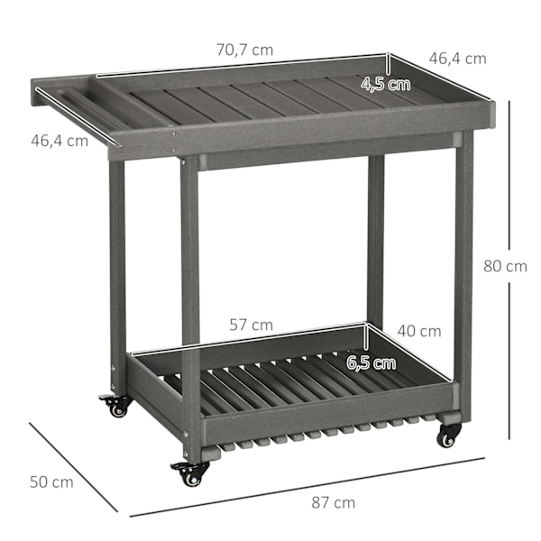 Serveringsvogn Grillvogn Med Håndklædeholder, Havevogn Med 2 Hylder, Udendørs Multifunktionsbord, 87X50X80Cm
