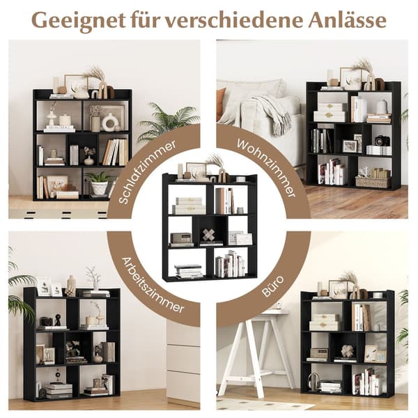 Bogreol med 7 terninger, 80x20x90 cm, Sort