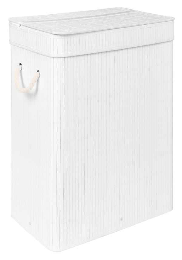 Bambu tvättkorg med lock, 80L, vit
