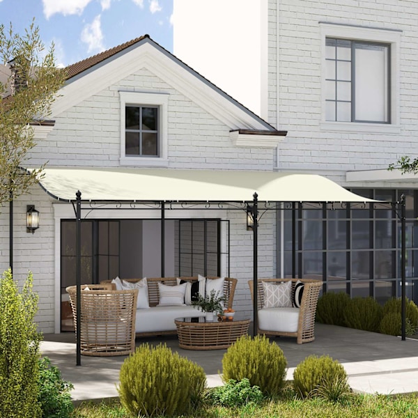 Påbygningspavillon pergola med tag, vandafvisende pavillontag, fritstående havepavillon terrassepavillon overdækning solafskærmning til terrassehave c