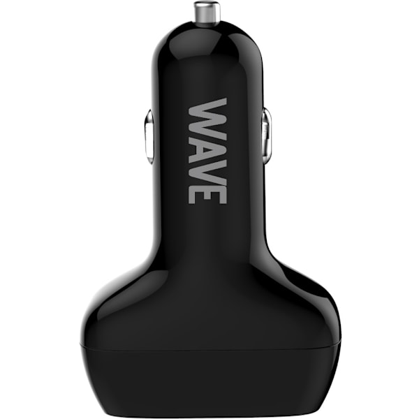 Wave Autolaturi, 1 x USB Type-C + 1 x USB-A 18W+18W, Musta