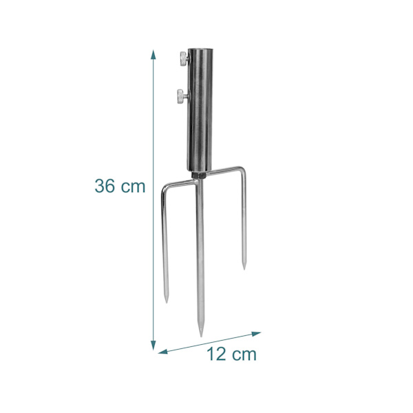 Parasolspydholder i rustfrit stål, 22-25 mm