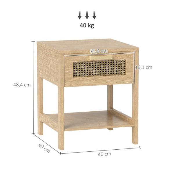 Natbord natbord natur nat kommode med skuffe åben hylde rattan design natur 40 x 40 x 48,4 cm Aosom