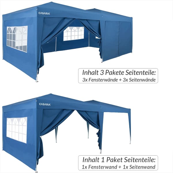 Pavillon sidepaneler 2 stk., blå, 3x2m, lynlåslukning