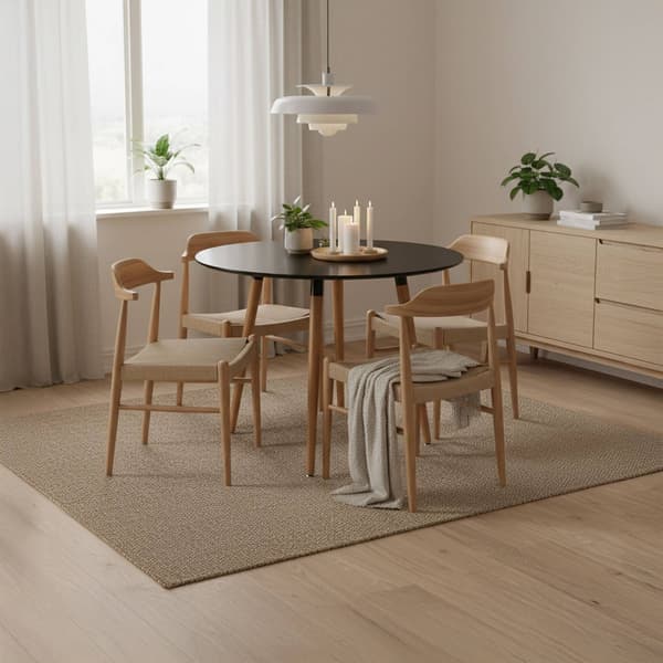 Runt matbord, bambuben, plats för 4
