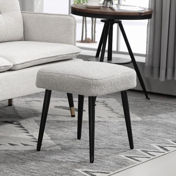 Fotpall Pall Fyrkantig dressing Pall Fotstöd med Cashmere Look Stålben för Vardagsrum Sovrum Ljusgrå