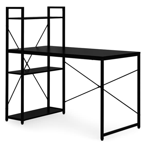 Computerbord med hylder, 120x60 cm, sort MDF