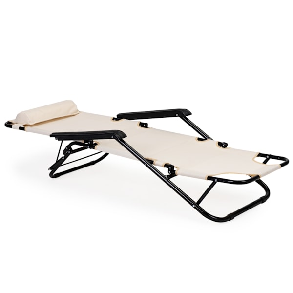 Puutarhatuoli niskatuella, kokoontaitettava rakenne, beige, MultiGarden