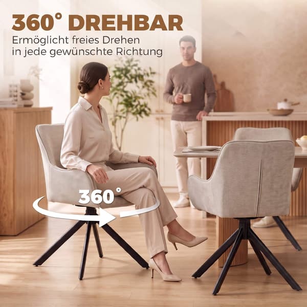 Beige snurrstolar med armstöd, set om 2