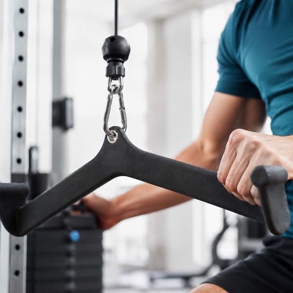 Lat Pulldown-stänger, set om 5 med stål-V-grepp, PVC-belagda, svarta
