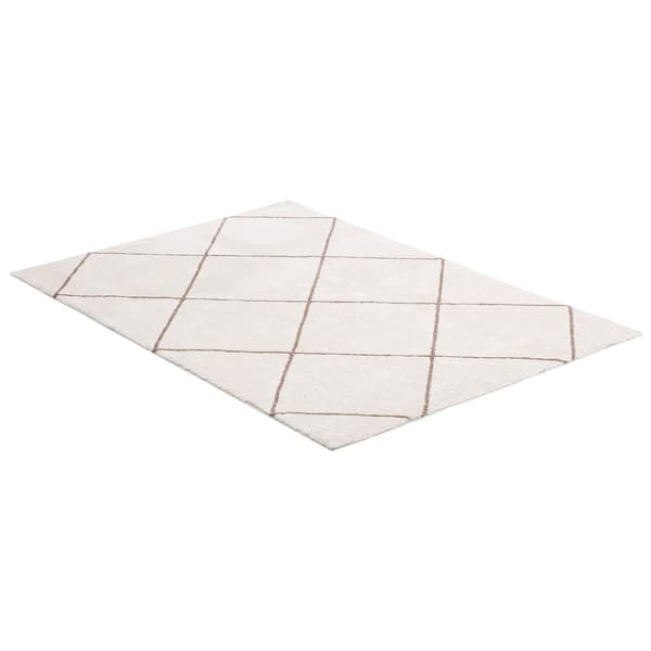 Beige plyschmatta 1,8x2,7 m – halkfri, fäller inte