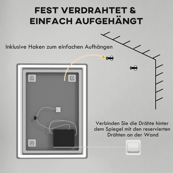 Dimbar Ljusspegel Badrumsspegel 80X60Cm Minnesfunktion Imfri