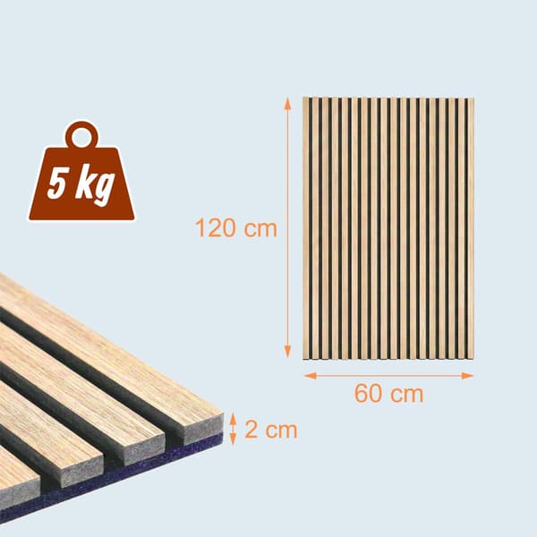 Akustiska väggpaneler, set, 120x60 cm, träfanérlameller