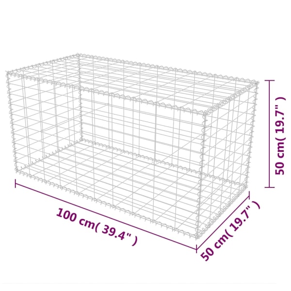 Gabion kurv galvaniseret stål 100x50x50 cm