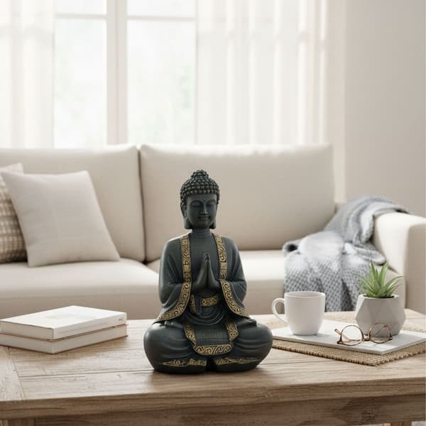 Buddhastaty 38 cm, väderbeständig polyresin