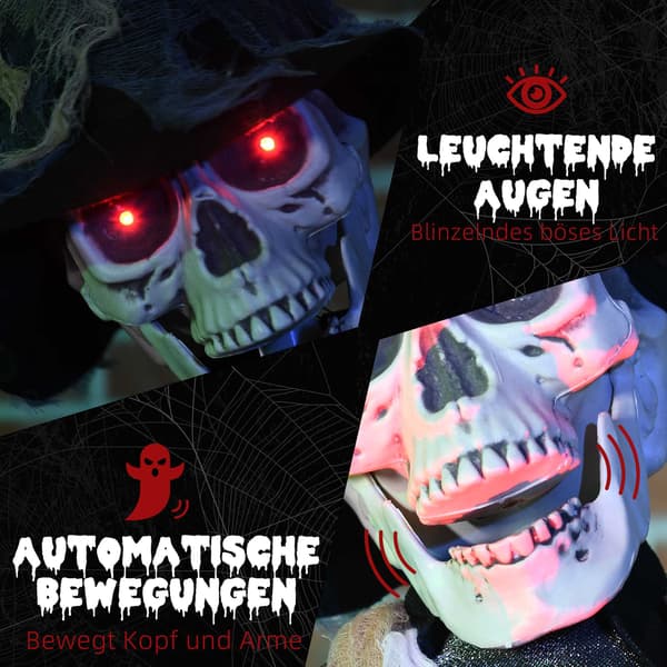 Halloween-spökdekoration med ljud- och rörelsesensor
