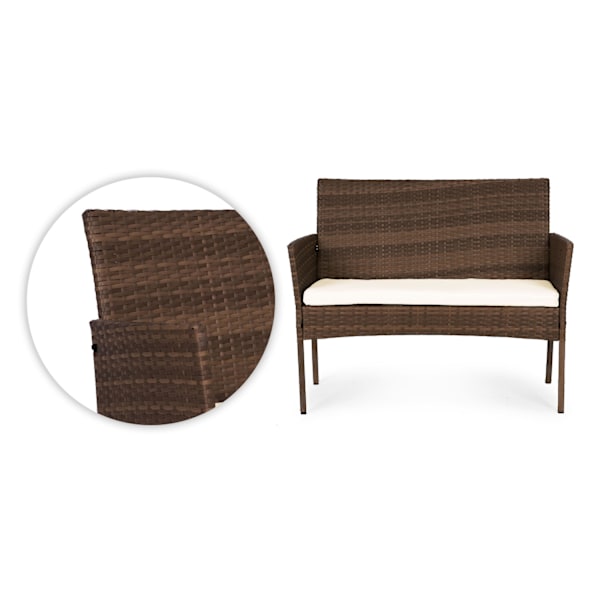 Havemøbelsæt med rattanlignende finish – bænk, bord, stole Brun MultiGarden
