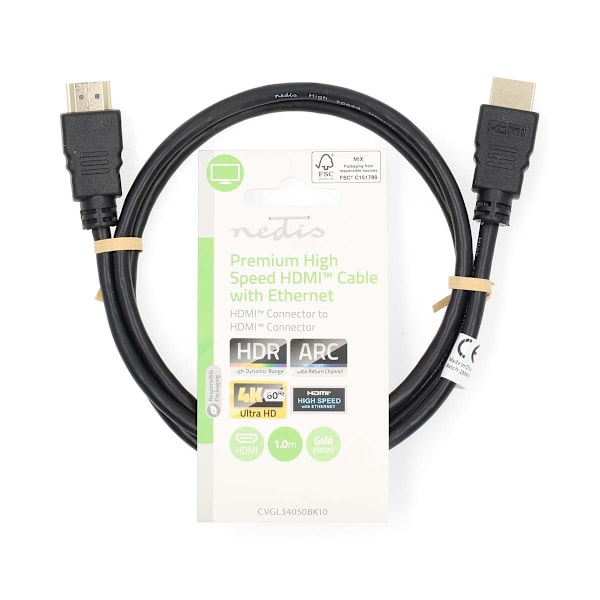 Premium High Speed ​​HDMI ™ kabel med Ethernet | HDMI™ Stik | HDMI™ Stik | 4K@60Hz | 18 Gbps | 1.00 m | Runde | PVC | Sort | Label