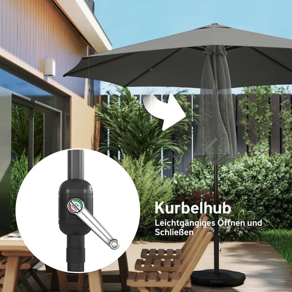 Udendørs parasol med UV-beskyttelse, vippefunktion, mørkegrå