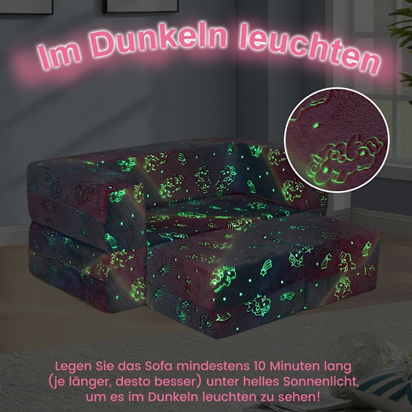 Modulopbygget børnesofa glød i mørket legesofa modulopbygget sofa enhjørning