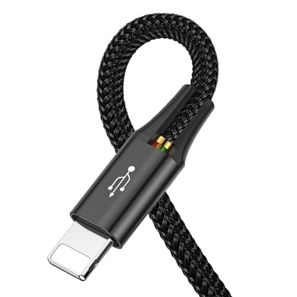 USB kabel 4i1 Iphone Lightning 2 x USB-C microUSB i nylon fletning 3,5A 1,2m sort