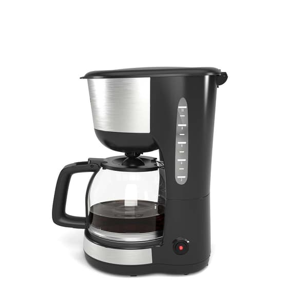 Kaffemaskine, 1,25L, 1000W, 10 kopper, Sort/Rustfrit stål
