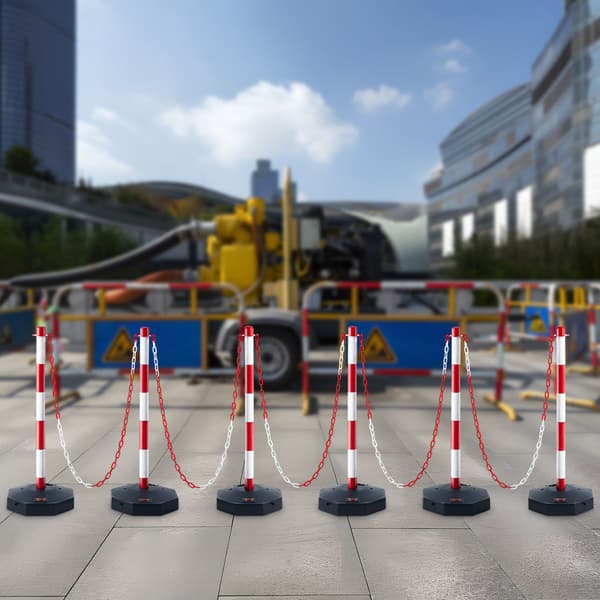 Justerbara trafikavgränsningsstolpar, 6-pack, 2 m kätting