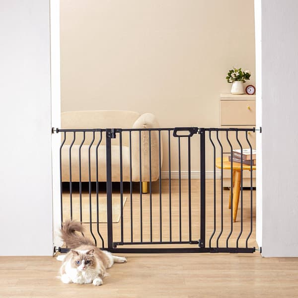 Babysikkerhedsgitter 74–136 cm, automatisk lukning, sort
