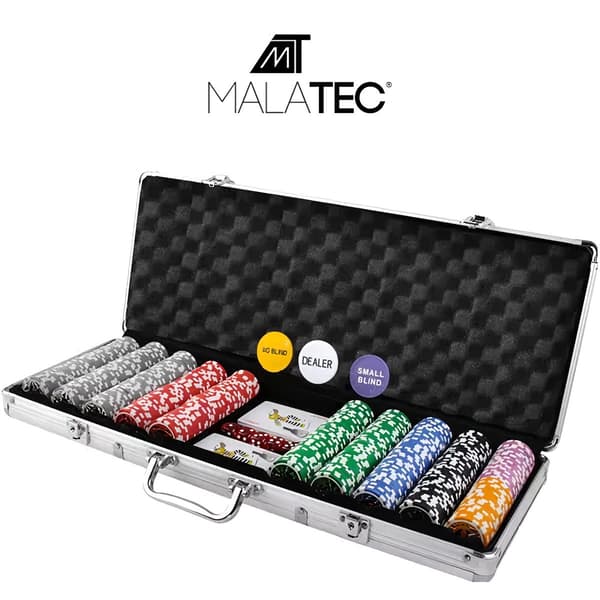 Poker - sæt med 500 chips i en kuffert HQ 23529