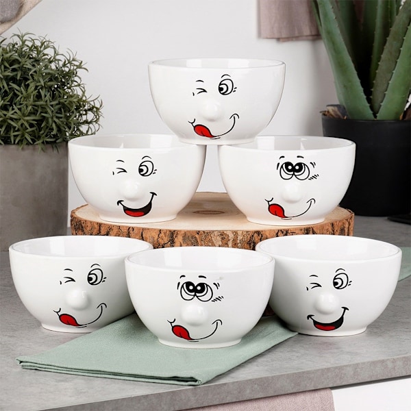 Keraamiset hymiökulhot 13,5 cm, 550 ml 6 kpl.