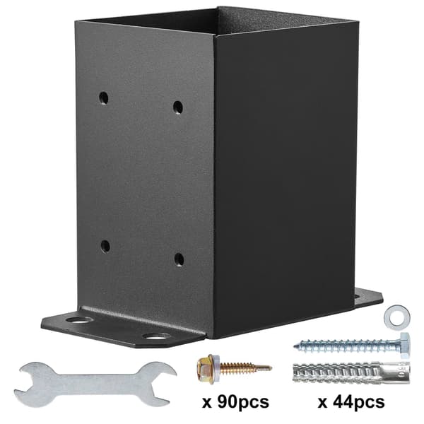 4x4 stolpfästen, kolstål, 10-pack, svarta