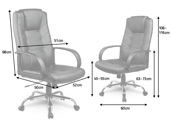 Ergonomisk læder kontorstol Sofotel EG-221, sort