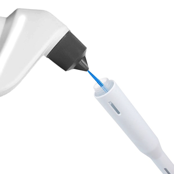 Silikone toiletbørste med stativ og væskedispenser hvid 40 cm