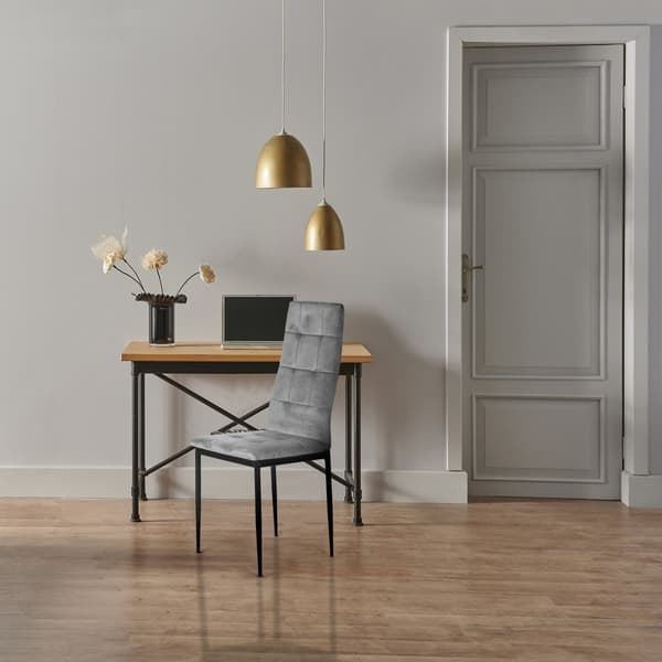 Sæt med 4 fløjlsstole til spise- og stue Grå ModernHome
