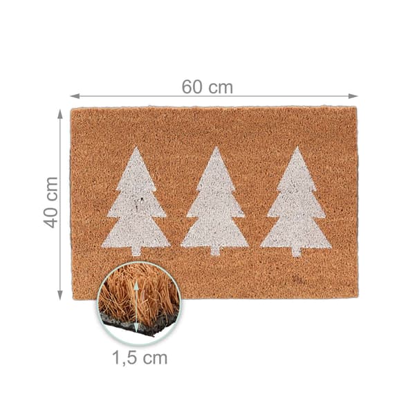 Coir dørmåtte – Pine Tree Design, indendørs/udendørs brug