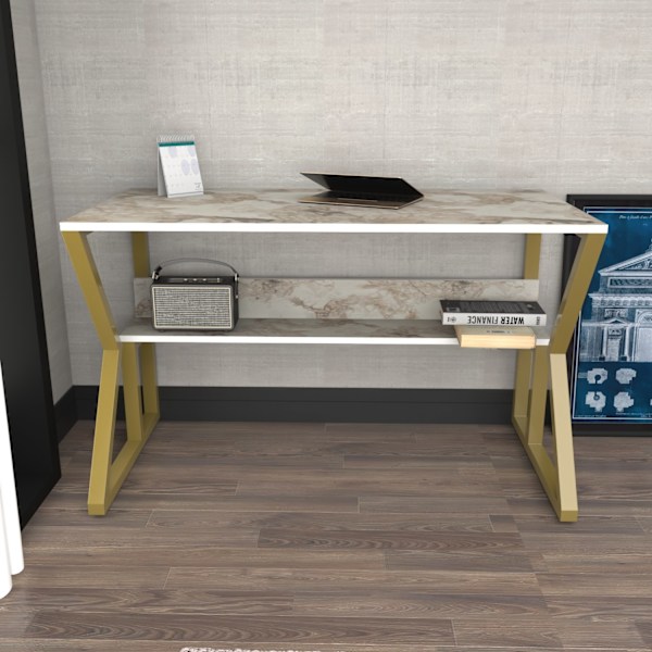 Study Desk Wake - valkoinen, kulta
