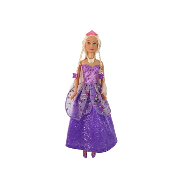 Prinsessa-nukkesetti: Purple Dress & Braids Extensions