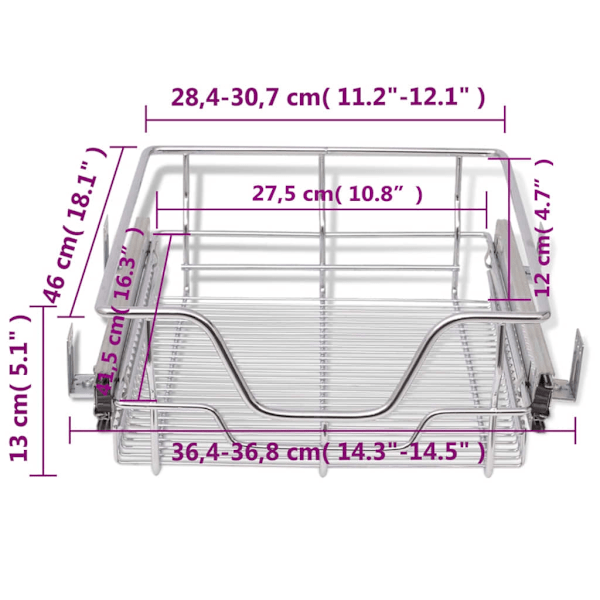 Cestelli estensibili in filo 2 pz argento 400 mm