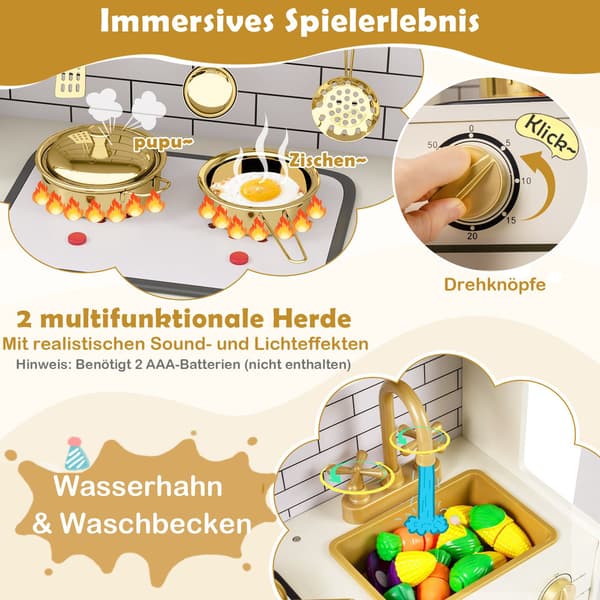 Lasten leikkikeittiösetti valo- ja äänitehosteilla