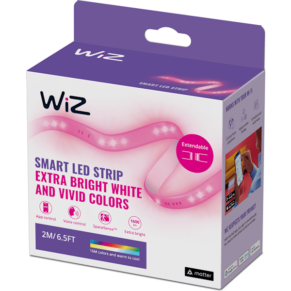WiZ LED - lysbånd, 2m, RGBW alle farver og nuancer af hvidt lys, Wi-Fi, 1600 lm