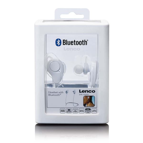 Trådløst Bluetooth In-Ear Headset med Mikrofon, Hvid