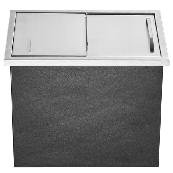 Drop-in isbeholder, 28 qt rustfrit stål, skydelåg, afløb