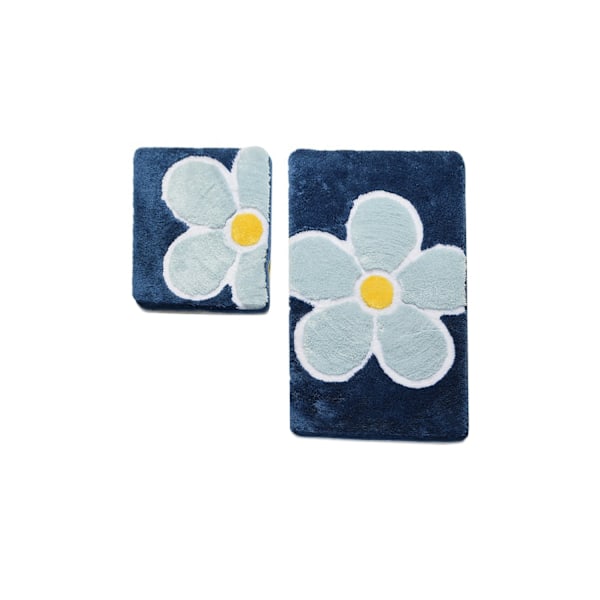 Akryl Badmatta Set (2 delar) Blomma - Blå