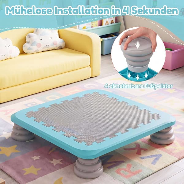 Mini-studsmatta för barn, 65 cm med halkfria fotplattor, blå