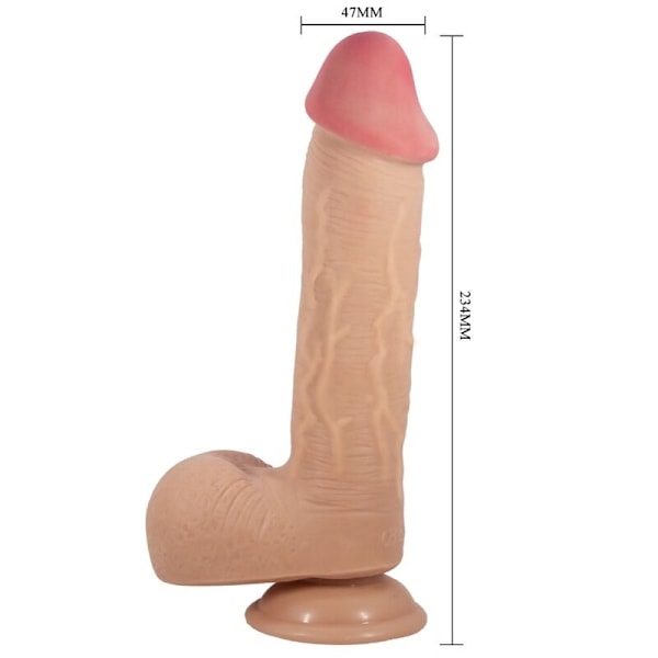 Pretty Love - Sliding Skin Series Realistisk dildo med glidande hud sugkopp Kött 23,4 Cm