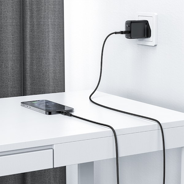 MFI kabel til iPhone USB - Lightning 2.4A 1.8m sort