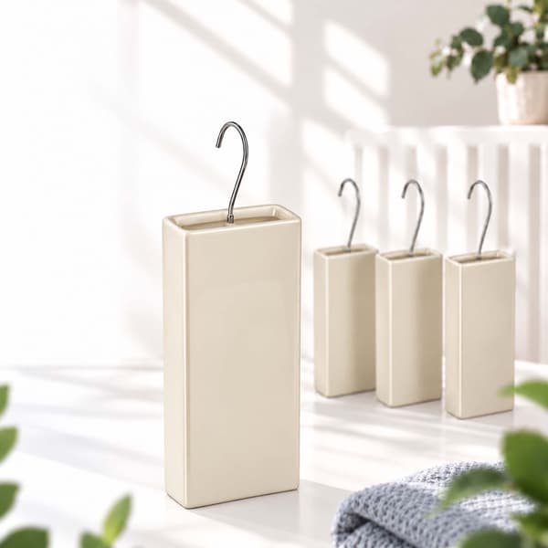 Keramisk luftfuktare med radiator, set om 4 med krokar, 400 ml, beige